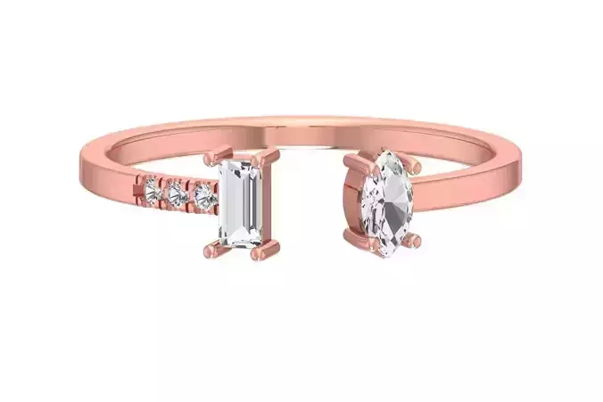 Solitaire Women Light Weight Baguette Marquise stone Band Ring