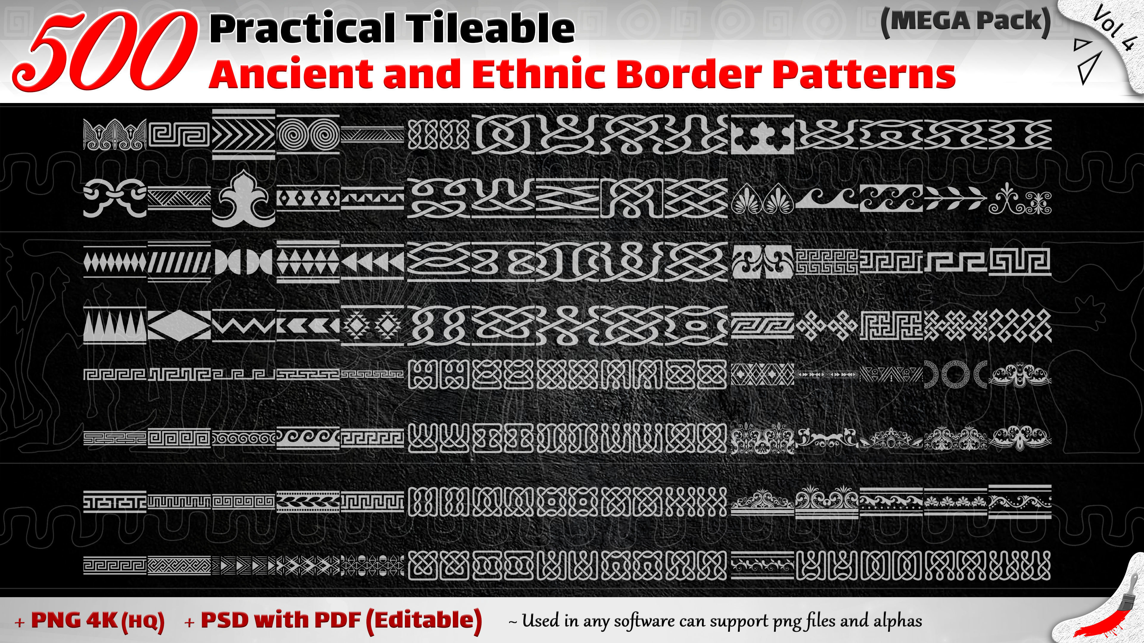 500 Practical Tileable Ancient and Ethnic Border Patterns -Vol 4 Texture_3