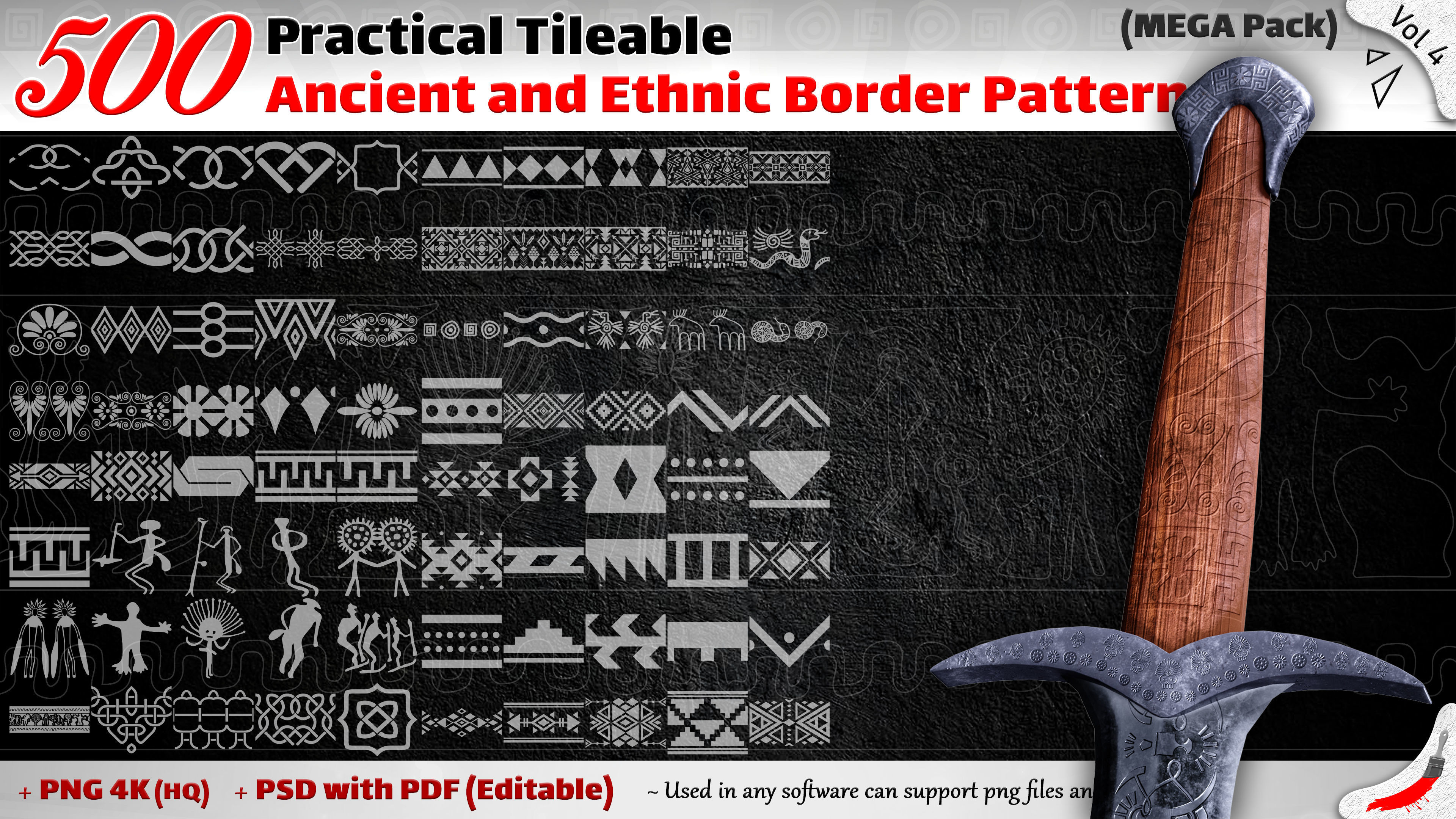 500 Practical Tileable Ancient and Ethnic Border Patterns -Vol 4 Texture_2