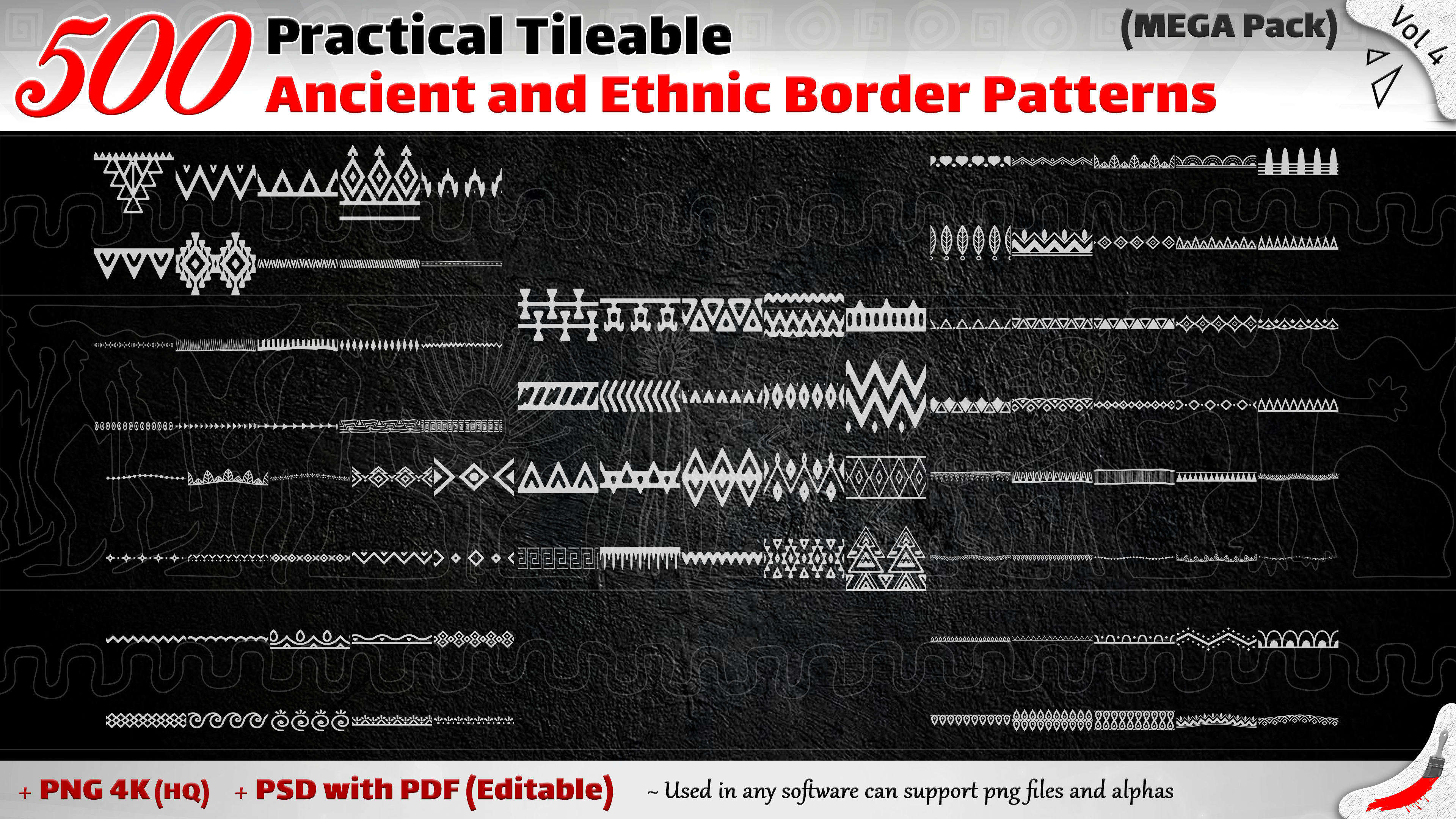 500 Practical Tileable Ancient and Ethnic Border Patterns -Vol 4 Texture_5