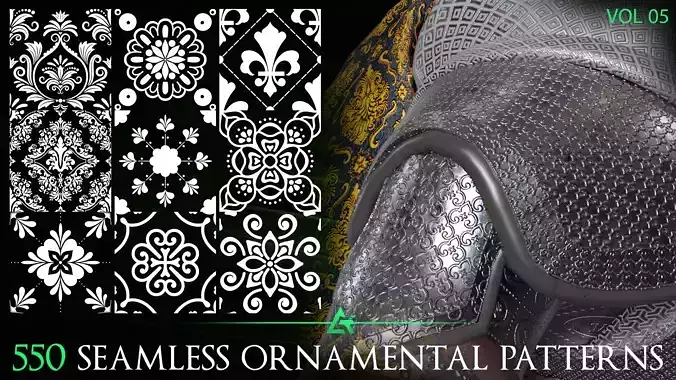 550 Tileable Ornamental Patterns MEGA Pack - Vol 5 Texture