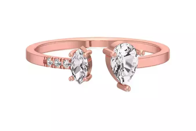 Solitaire Women Light Weight Marquise Pear stone Band Ring