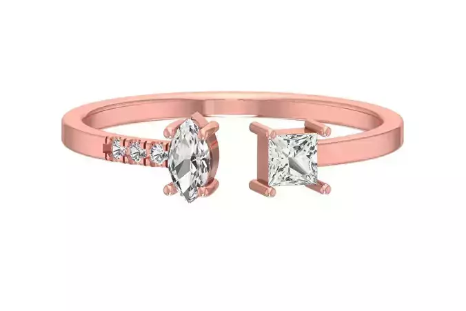 Solitaire Women Light Weight Marquise Princess stone Band Ring