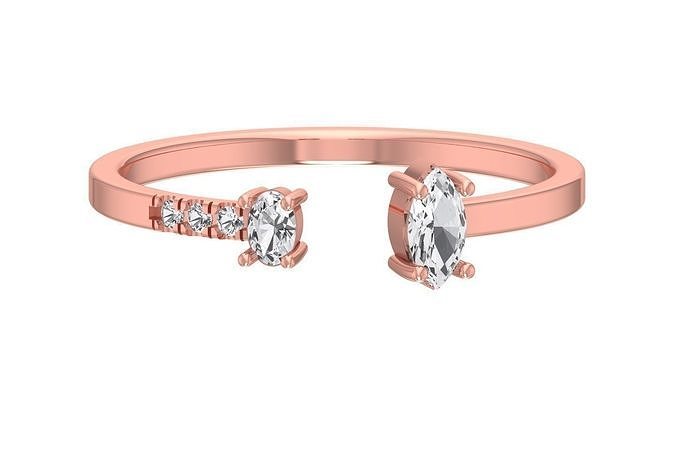 Solitaire Women Light Weight Marquise Oval stone Band Ring 3D print model