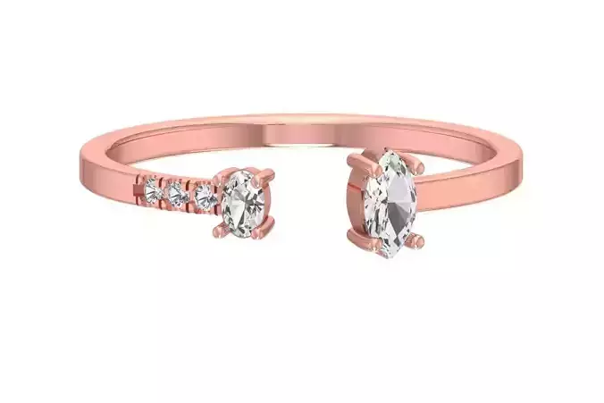 Solitaire Women Light Weight Marquise Oval stone Band Ring