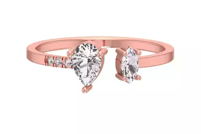 Solitaire Women Light Weight Pear Marquise stone Band Ring
