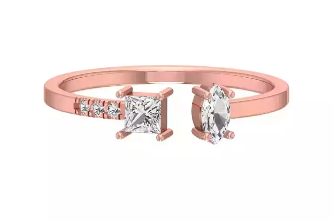 Solitaire Women Light Weight Marquise Princess stone Band Ring