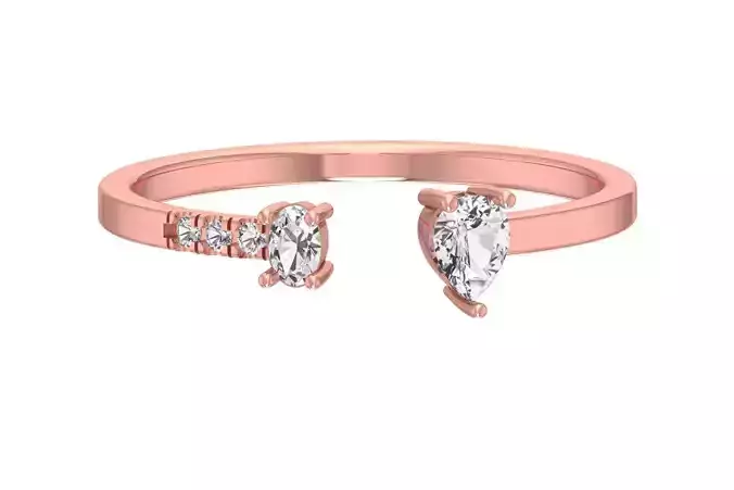 Solitaire Women Light Weight Oval Pear Stone Band Ring