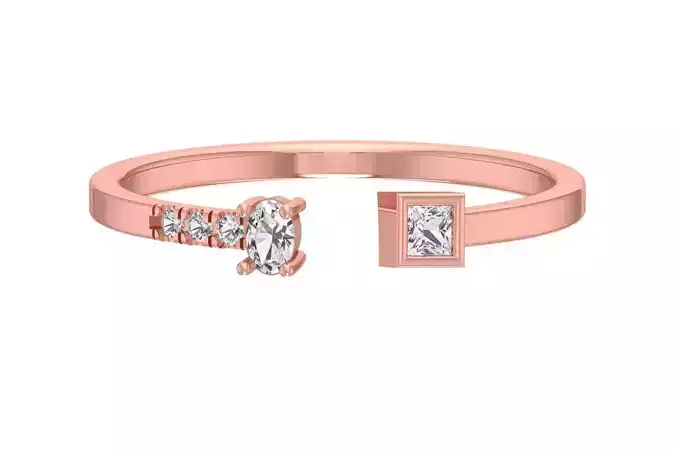 Solitaire Women Light Weight Princess Oval stone Band Ring