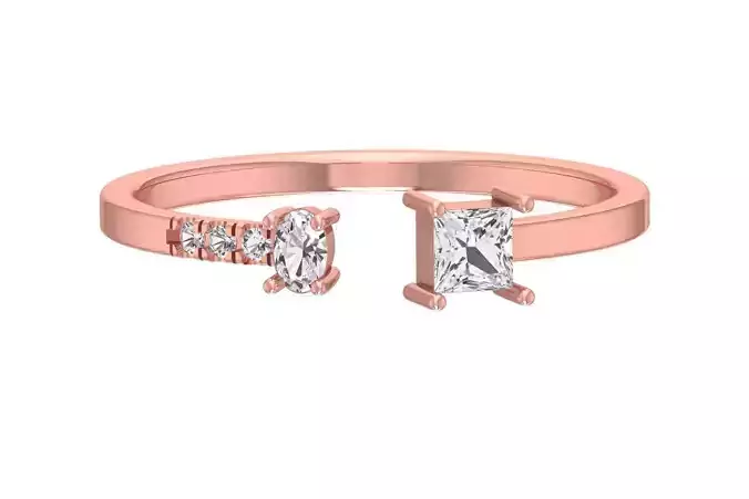 Solitaire Women Light Weight Princess Oval stone Band Ring