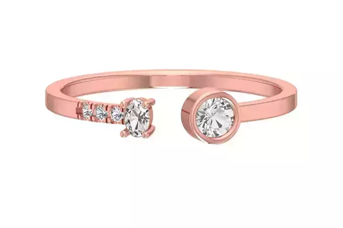 Solitaire Women Light Weight Oval Round Stone Band Ring