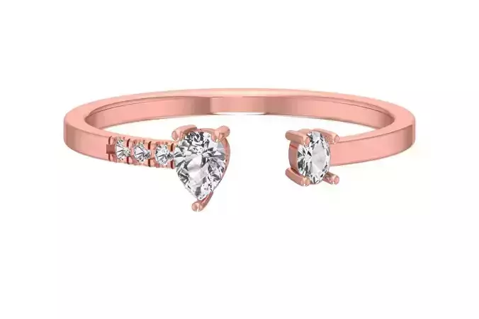 Solitaire Women Light Weight Pear Oval Stone Band Ring