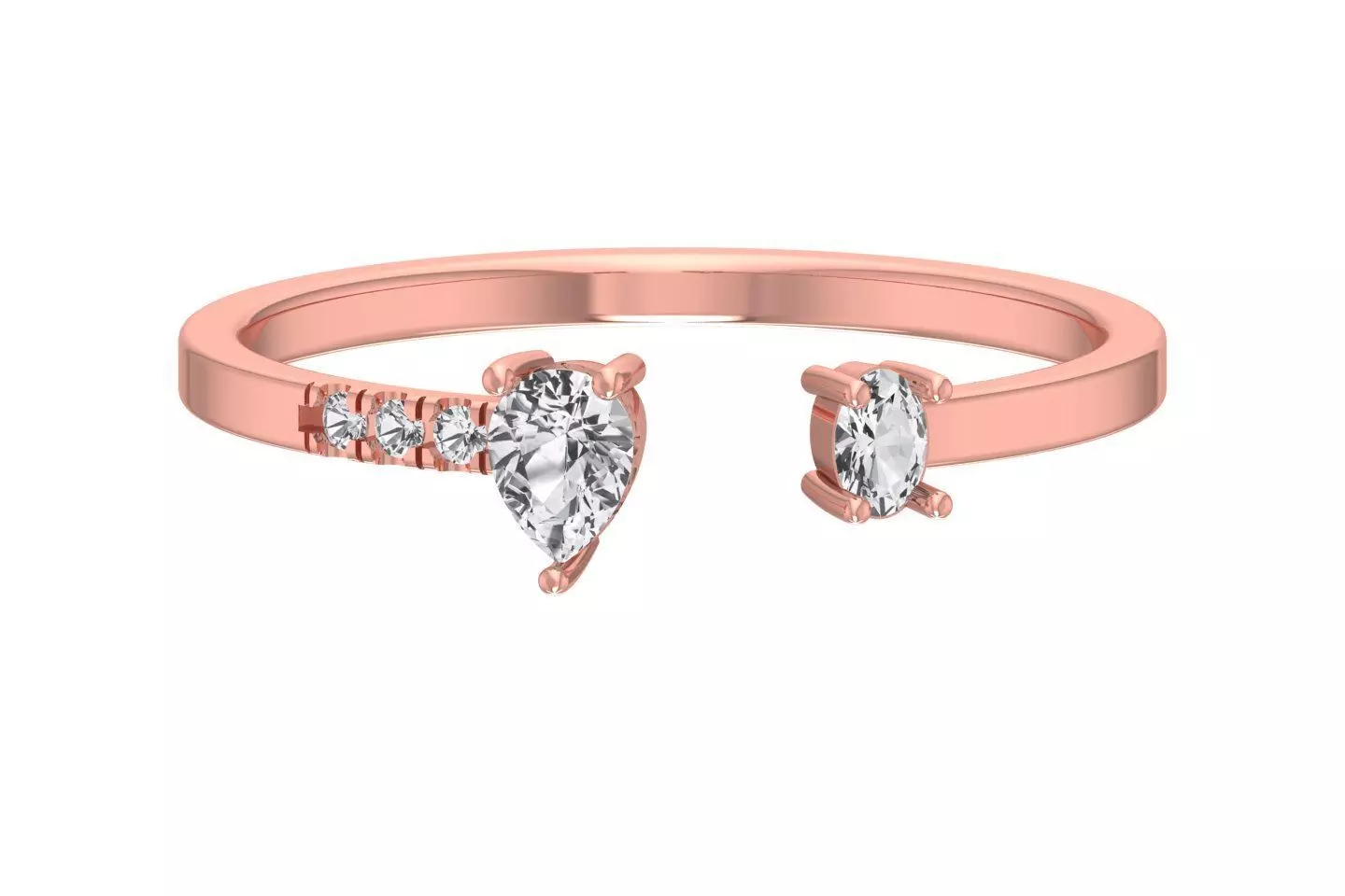 Solitaire Women Light Weight Pear Oval Stone Band Ring 3D print model