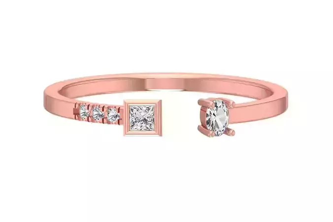 Solitaire Women Light Weight Princess Oval stone Band Ring