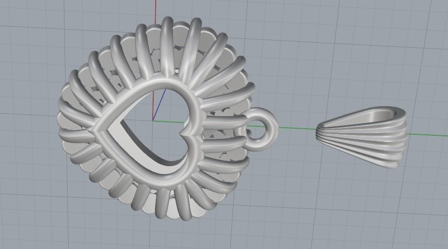 Pendant with heart stone Model 2640 3D print model_4
