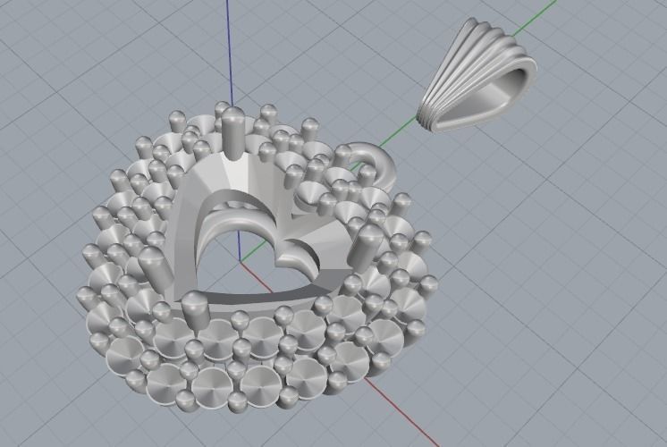 Pendant with heart stone Model 2640 3D print model_3