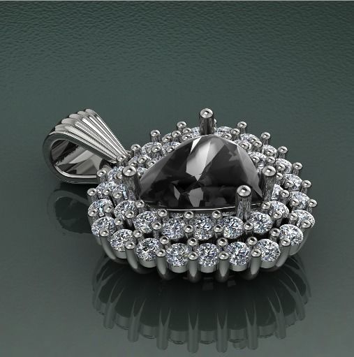 Pendant with heart stone Model 2640 3D print model_1