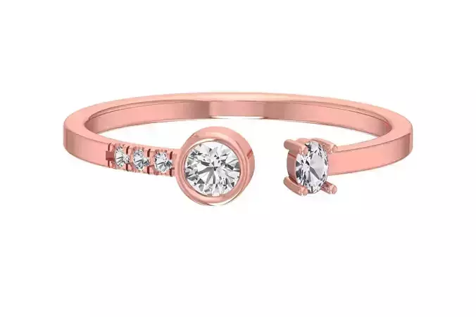 Solitaire Women Light Weight Oval Round Stone Band Ring