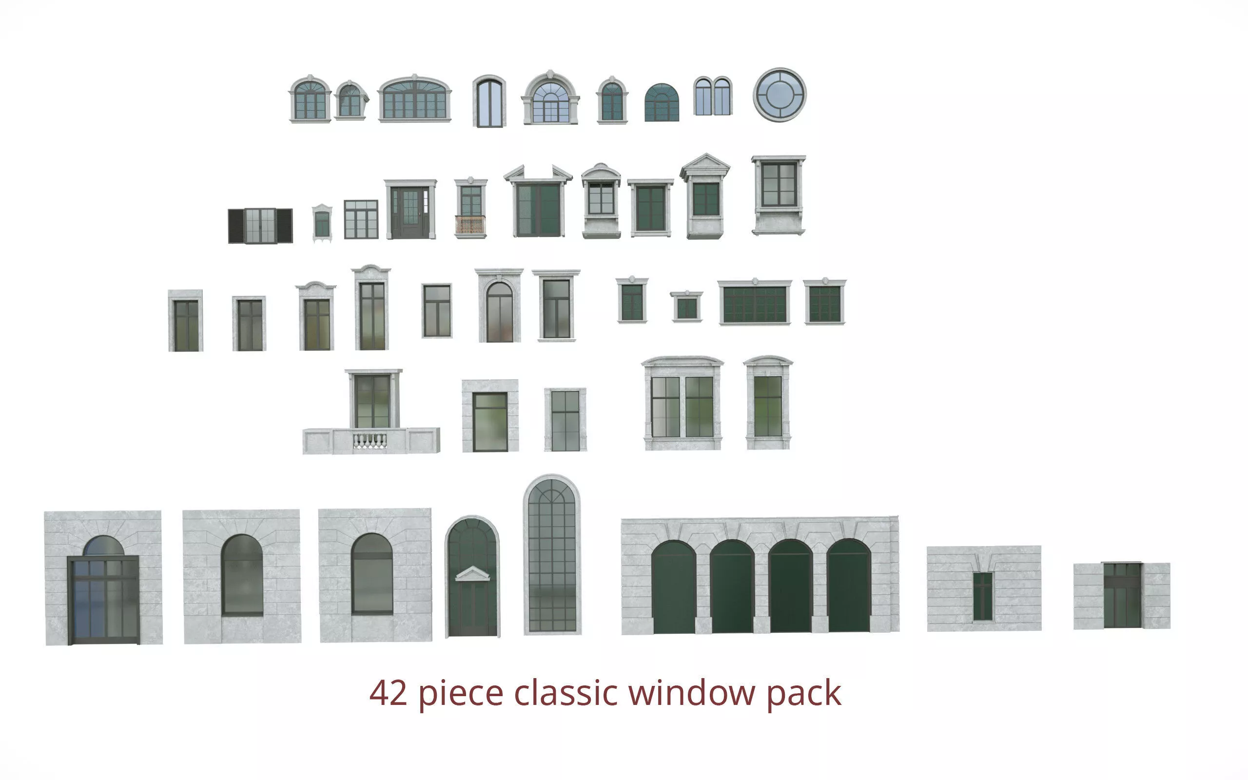 classic window pack 42 Low-poly 3D model