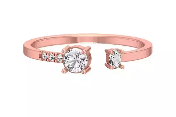 Solitaire Women Light Weight Oval Round Stone Band Ring