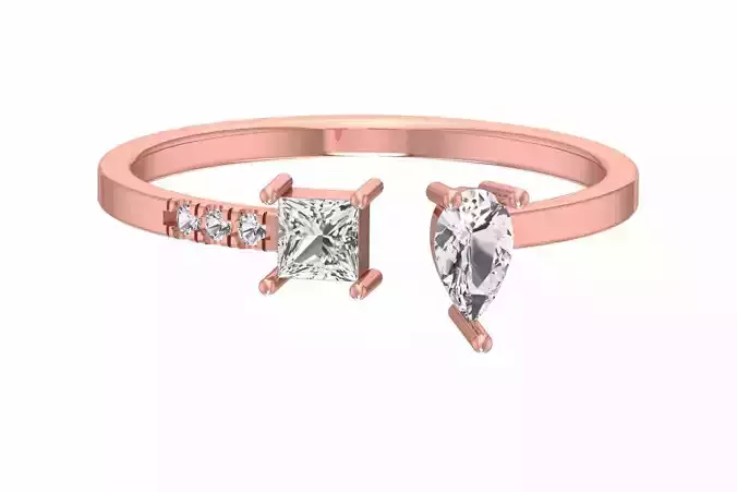 Solitaire Women Light Weight Princess Pear stone Band Ring