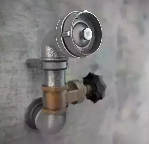 Piping metal faucet on concrete wall Free 3D model
