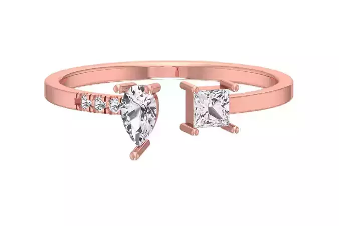 Solitaire Women Light Weight Pear Princess stone Band Ring