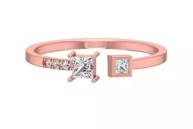 Solitaire Women Light Weight Princess stone Band Ring