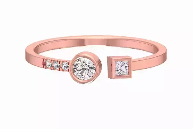 Solitaire Women Princess Round stone Band Ring