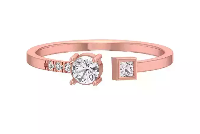 Solitaire Women Light Weight Round Princess stone Band Ring