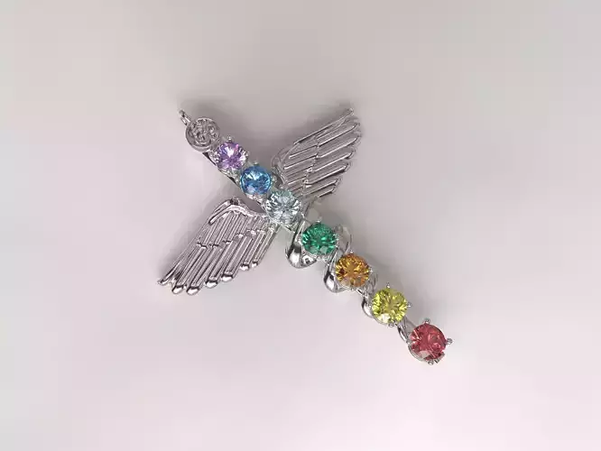 Chakra Snake and Wings Pendant