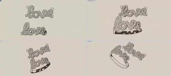 love ring pendand earring