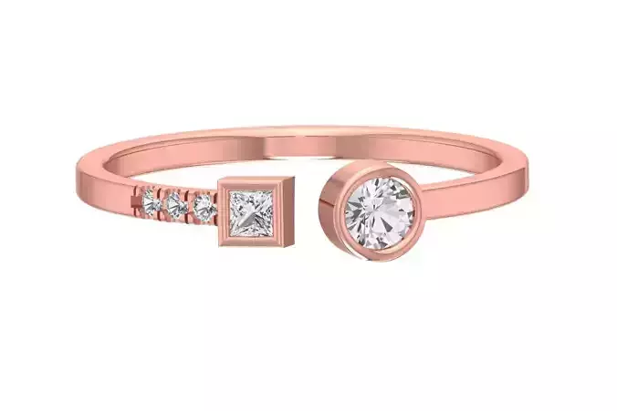 Solitaire Women Light Weight Princess Round Stone Band Ring