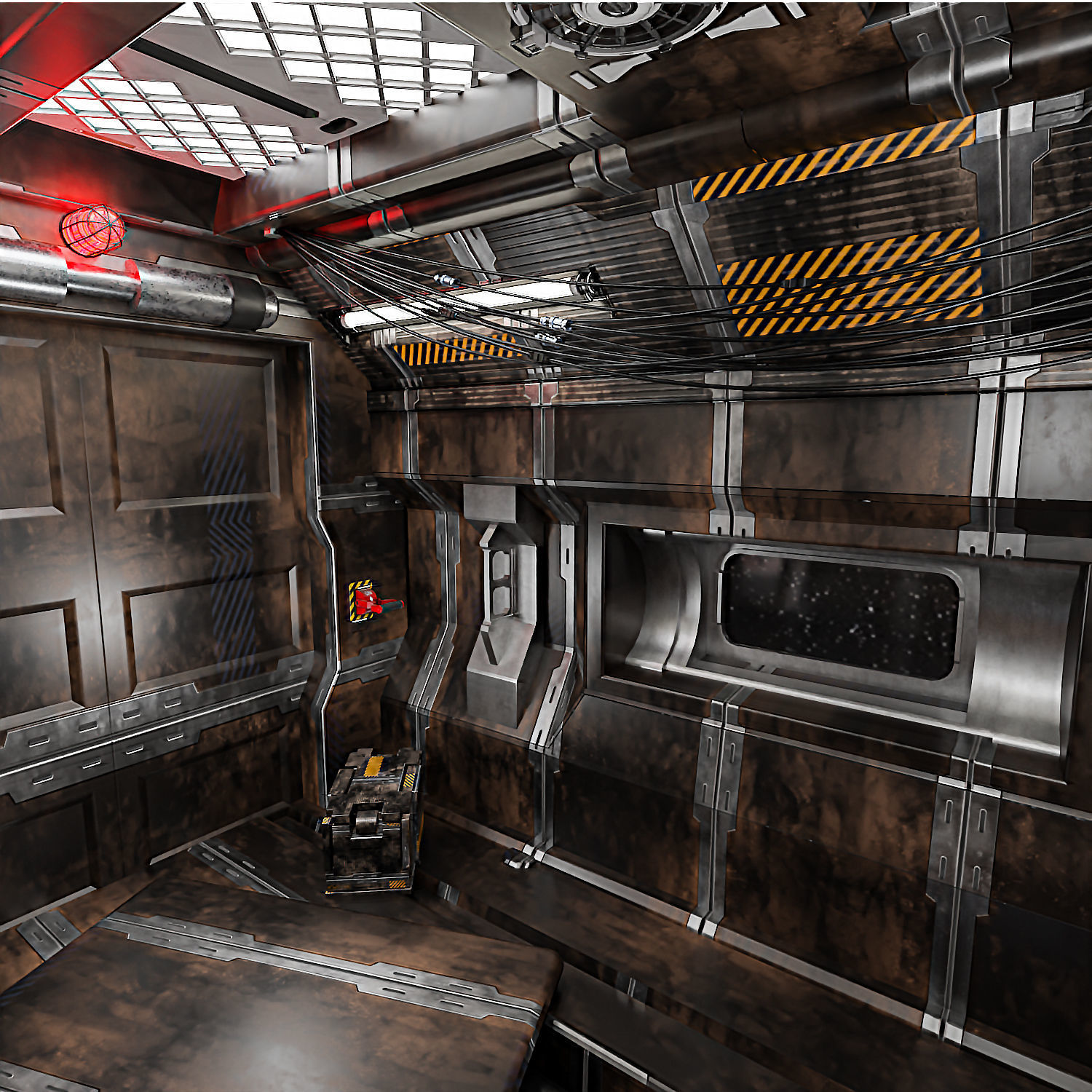 Sci Fi Corridor V Low-poly 3D model_3