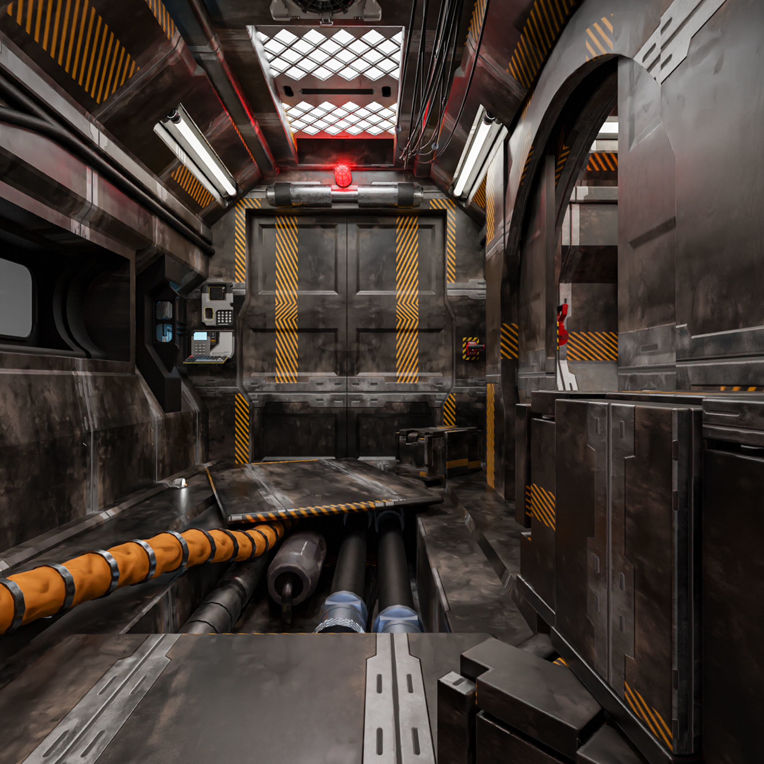 Sci Fi Corridor V Low-poly 3D model_8