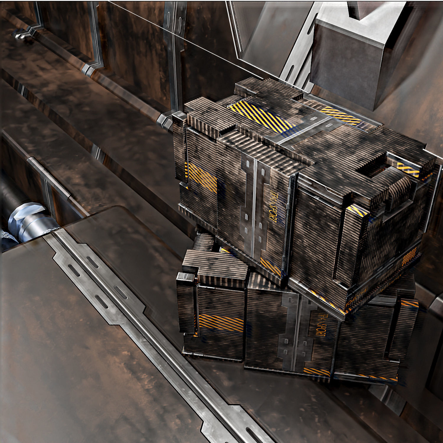 Sci Fi Corridor V Low-poly 3D model_1