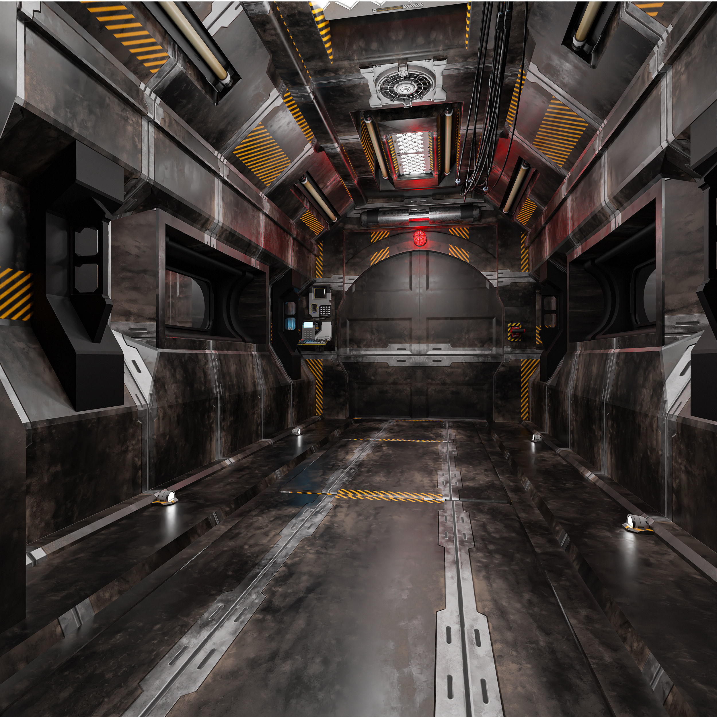 Sci Fi Corridor V Low-poly 3D model_5