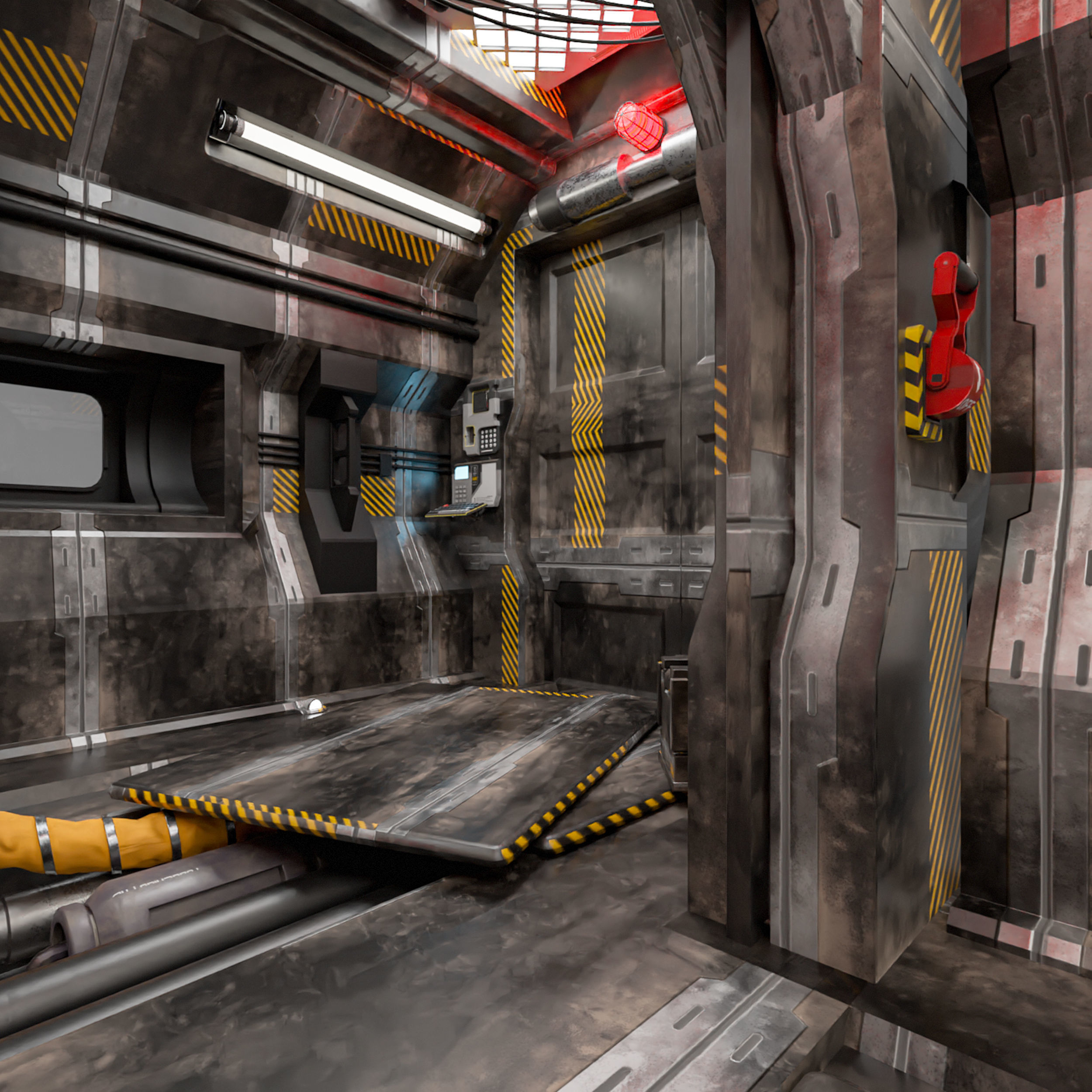 Sci Fi Corridor V Low-poly 3D model_7