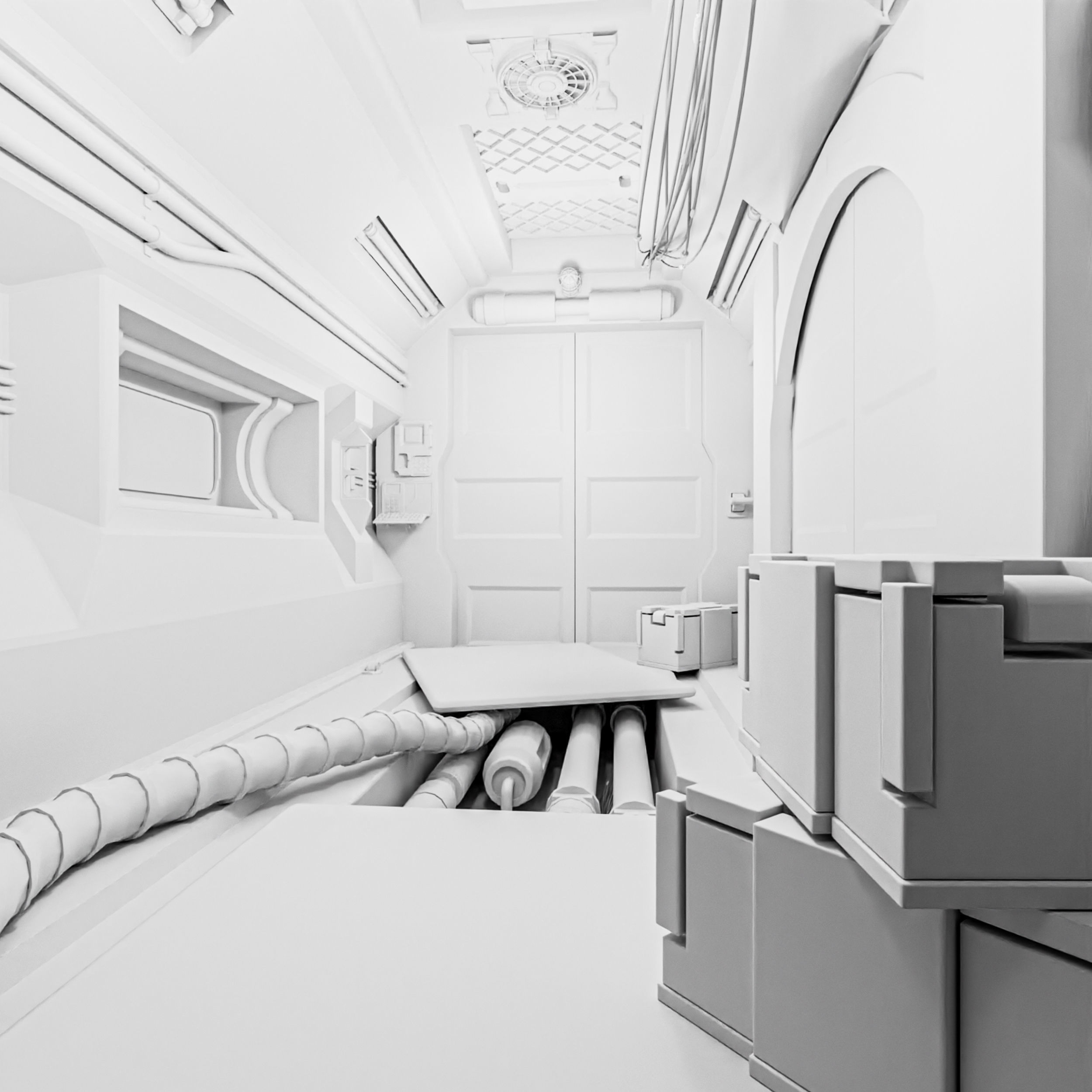 Sci Fi Corridor V Low-poly 3D model_16