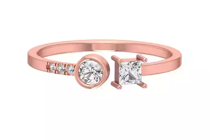 Solitaire Women Light Weight Princess Round Stone Band Ring