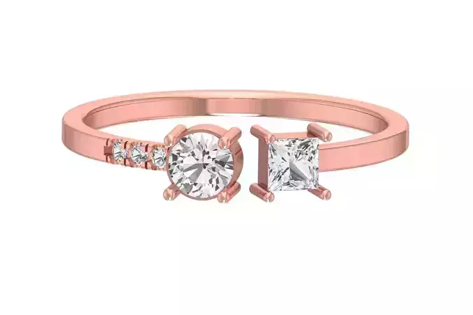 Solitaire Women Light Weight Princess Round Stone Band Ring