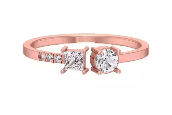 Solitaire Women Light Weight Princess Round Stone Band Ring