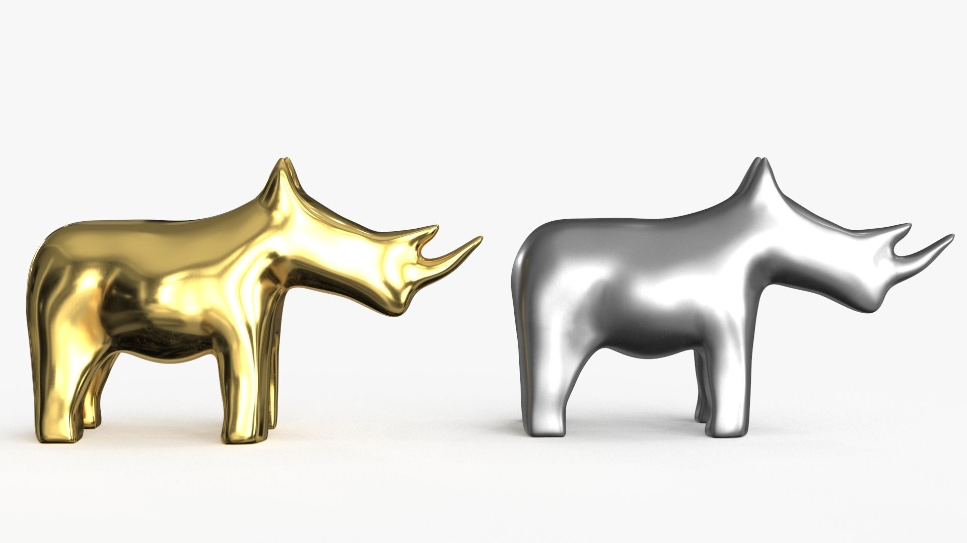 Rhino Figurines Statuette Low-poly 3D model_6