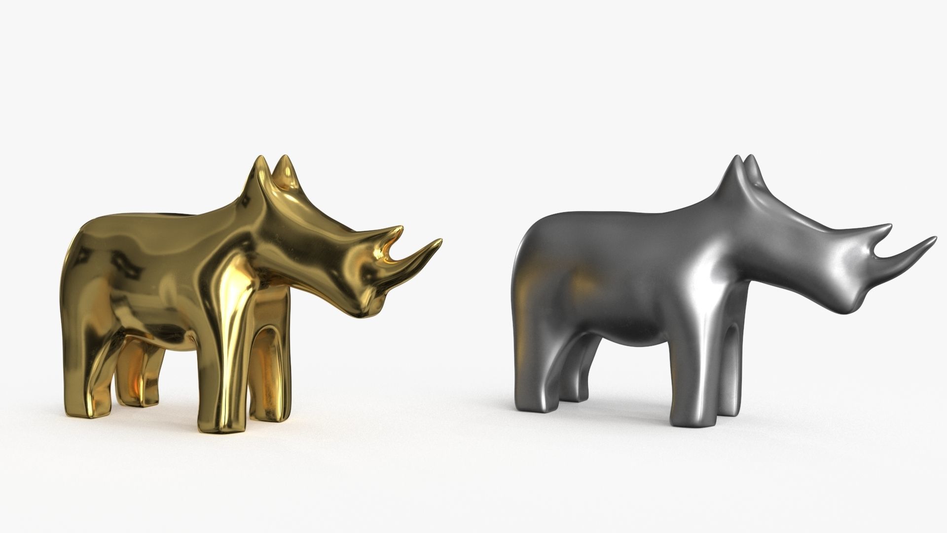 Rhino Figurines Statuette Low-poly 3D model_7