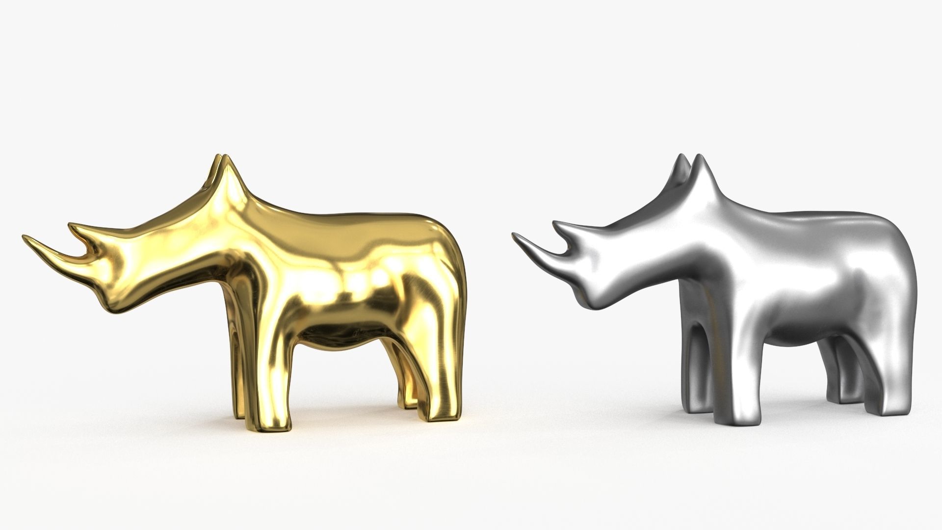 Rhino Figurines Statuette Low-poly 3D model_11