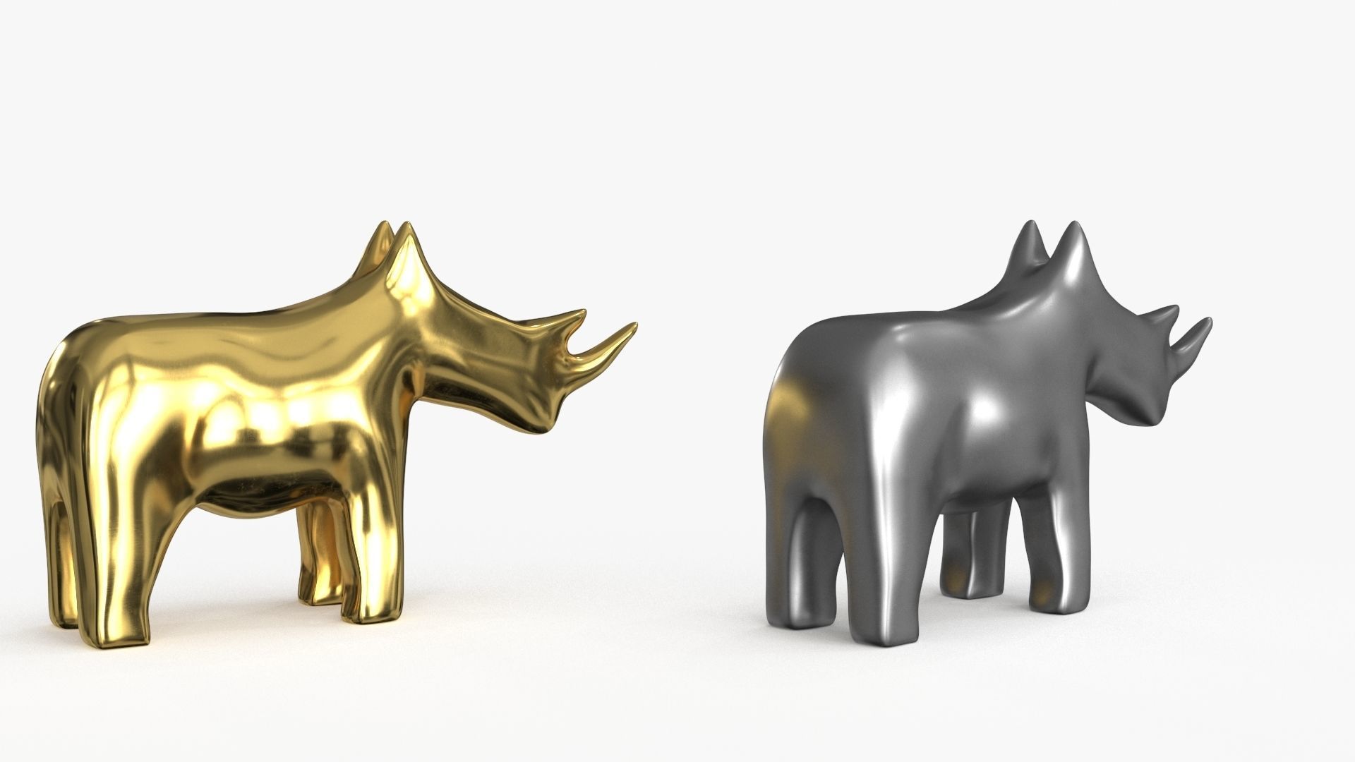 Rhino Figurines Statuette Low-poly 3D model_16