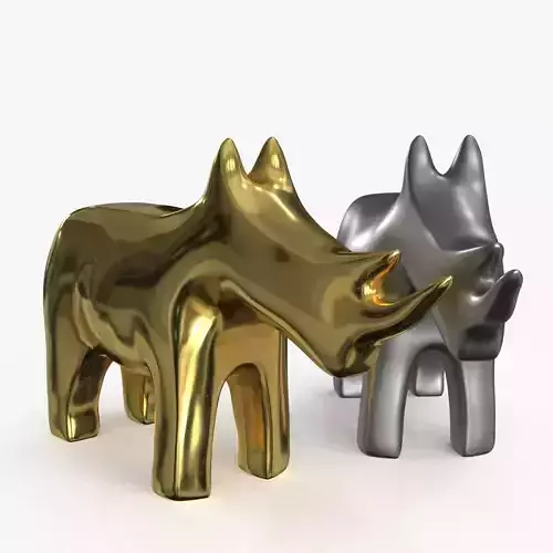 Rhino Figurines Statuette Low-poly 3D model