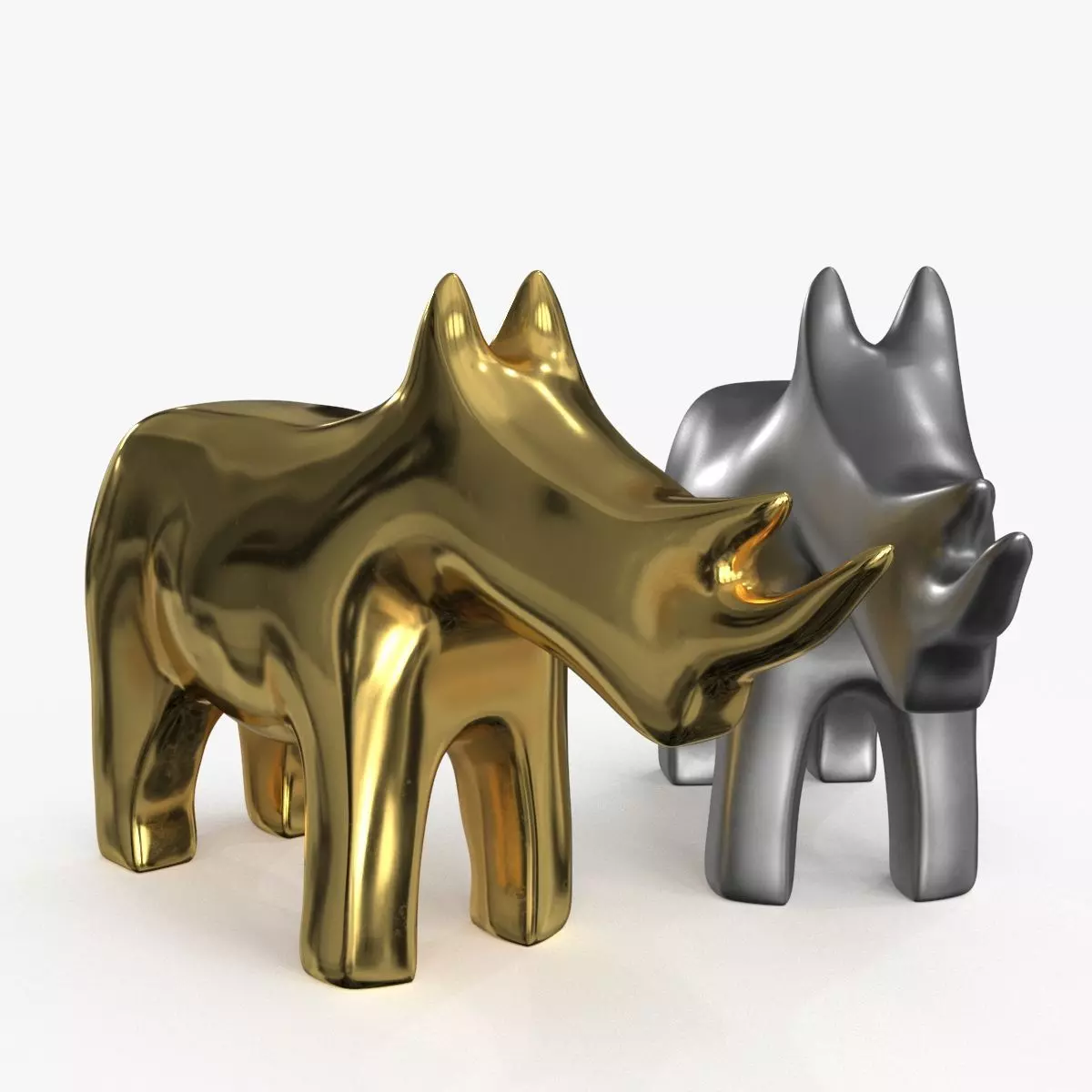 Rhino Figurines Statuette Low-poly 3D model_0