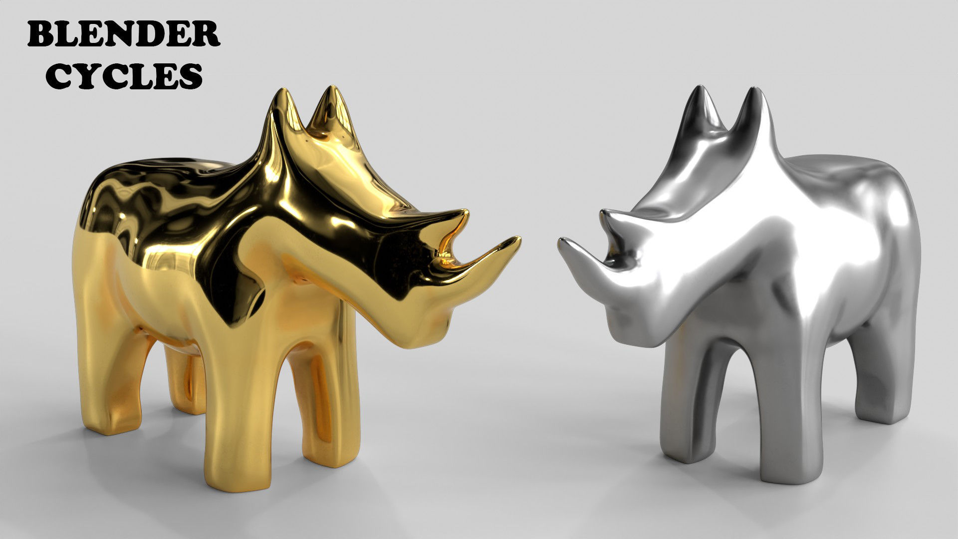 Rhino Figurines Statuette Low-poly 3D model_5