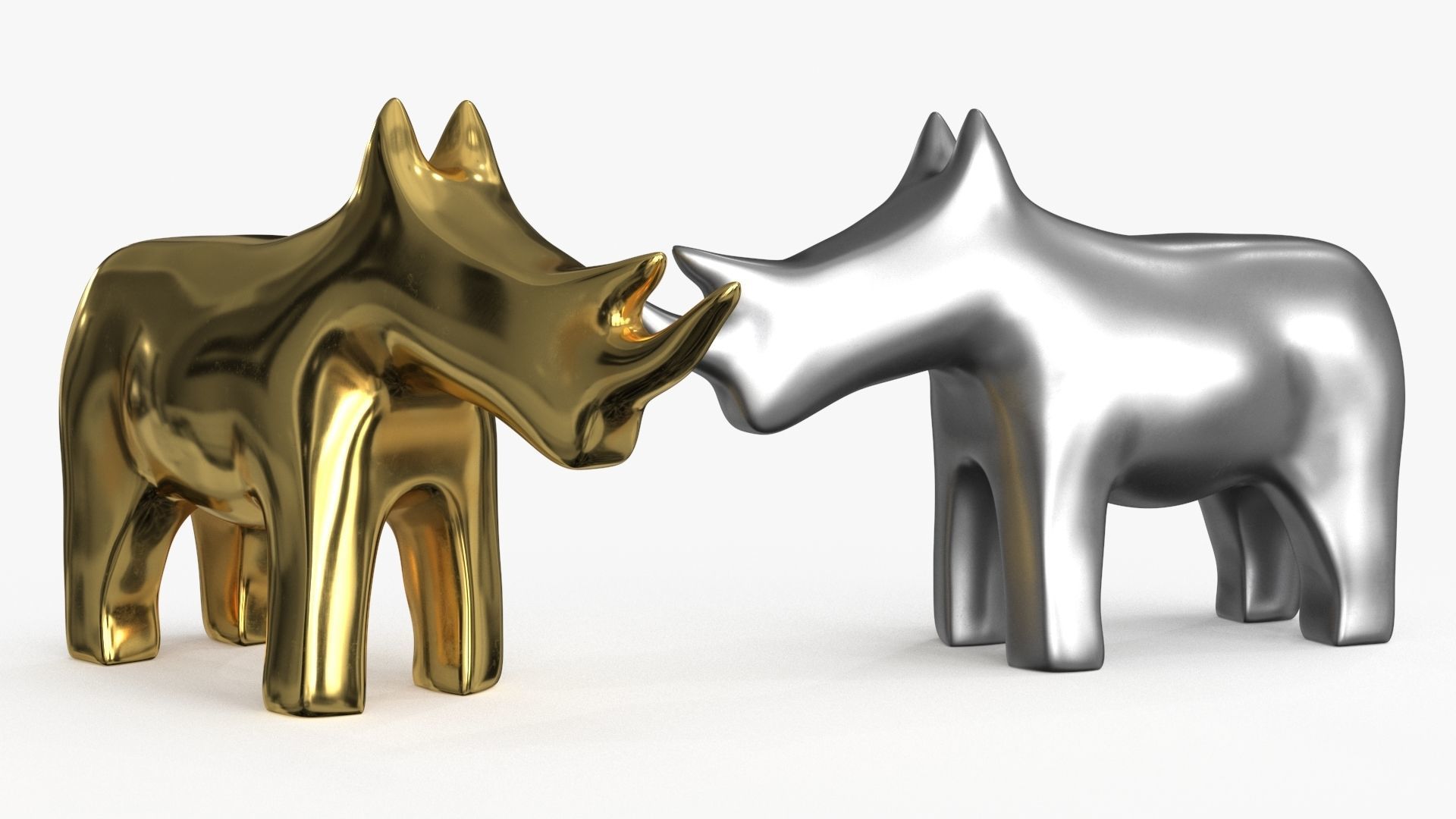 Rhino Figurines Statuette Low-poly 3D model_2